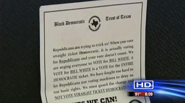 Image for Texas flier tells black voters not to vote for Democrats
