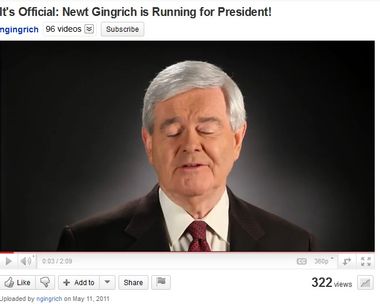 Image for According to YouTube, a Mr. Newt Gingrich is running for something