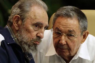 Former Cuban leader Fidel Castro and Cuba's President Raul Castro