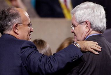 Former New York Mayor Rudy Giuliani, left, and Newt Gingrich