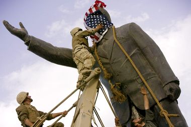 Image for Flag that covered Saddam's face stashed in N.H. safety deposit box