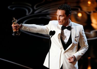 Matthew McConaughey accepts the Oscar for best actor for his role in "Dallas Buyers Club" at the 86th Academy Awards in Hollywood