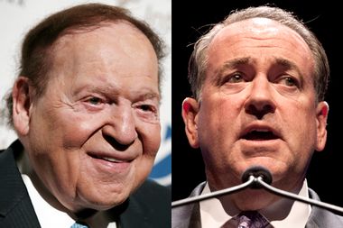 Image for Will GOP billionaire Sheldon Adelson bankroll Mike Huckabee in 2016?