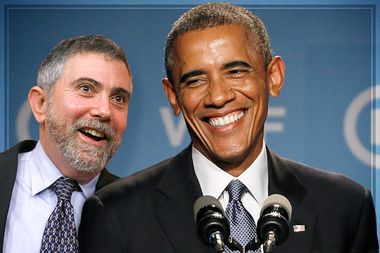 Image for Paul Krugman does his victory dance, celebrates the defeat of feeble-minded austerity politics