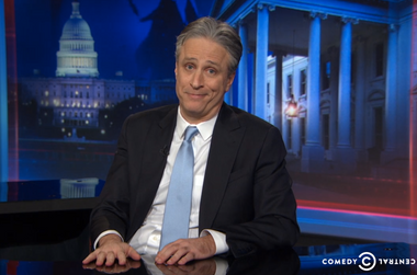 Image for Watch an emotional Jon Stewart announce his departure on 