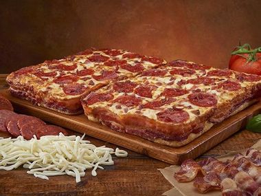Image for Little Caesars' bacon-wrapped deep dish pizza is a triumph of human ingenuity