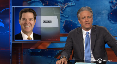 Image for Jon Stewart slams Kansas for insane right-wing agenda — eliminating gun safety and bullying the poor