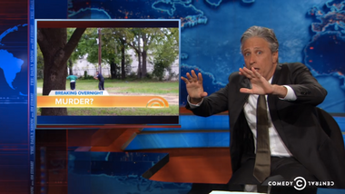 Image for Jon Stewart slams media for showing “video of an actual murder” over and over and over again