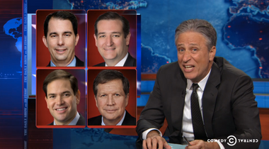 Image for Jon Stewart destroys GOP candidates over gay wedding insanity: 