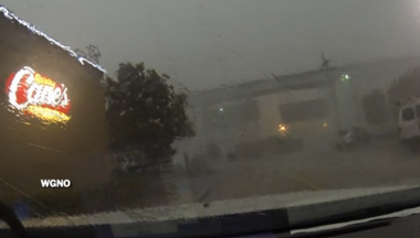 Image for Terrifying video shows train cars derailing during vicious storm