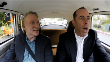 Image for Bill Maher and Jerry Seinfeld in car, getting coffee, forming 
