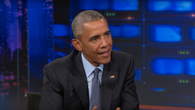 Image for Obama threatens Jon Stewart with an executive order: You cannot leave 