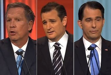 Image for GOP debate ends with a question from God and a series of very creepy non-answers from candidates