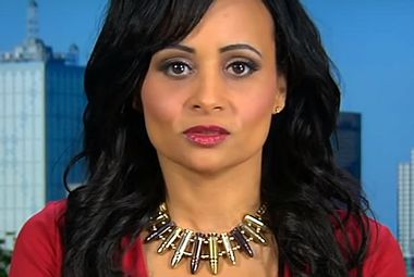 Image for Trump spokeswoman wears necklace strung with bullets on CNN — threatens to wear one festooned with fetuses next time