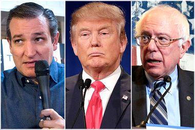 Ted Cruz, Donald Trump, Bernie Sanders