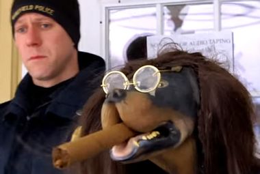 Image for Watch Triumph the Insult Comic Dog attempt to woo Ted Cruz by impersonating gay-hating professional victim Kim Davis