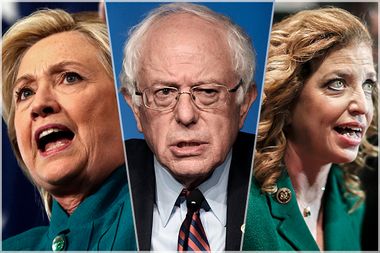 Hillary Clinton, Bernie Sanders, Debbie Wasserman Schultz