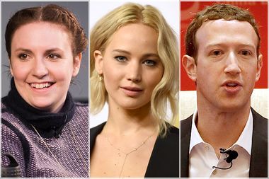 Lena Dunham, Jennifer Lawrence, Mark Zuckerberg