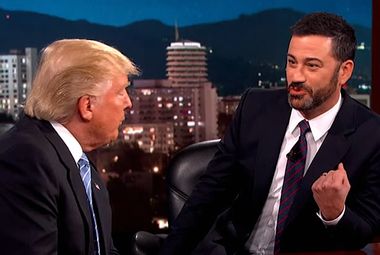 Image for Shameless Donald Trump finally admits to using aliases -- but only after Jimmy Kimmel says it'd be 