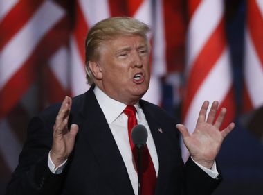 Republican U.S. presidential nominee Donald Trump speaks during the final session of the Republican National Convention in Cleveland