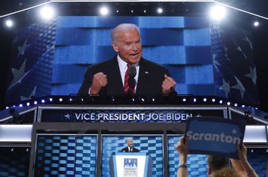 U.S. Vice President Joe Biden speaks on the third night at the Democratic National Convention in Philadelphia