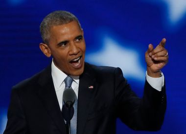 U.S. President Barack Obama speaks on the third night at the Democratic National Convention in Philadelphia