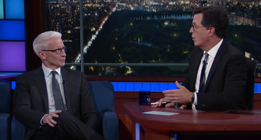 Image for WATCH: Stephen Colbert needles Anderson Cooper on CNN's conflict of interest with Corey Lewandowski