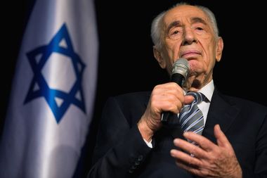 Israel's President Peres speaks to the media during a news conference in Sderot