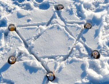 jewish star painted in the snow