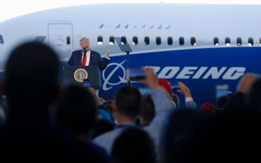 Donald Trump at Boeing plant