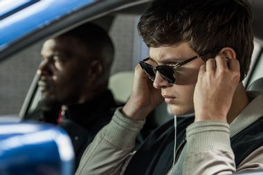 Jamie Foxx and Ansel Elgort in "Baby Driver"