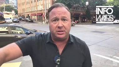 Image for Alex Jones' live broadcast from the streets of Seattle goes about how you think it would