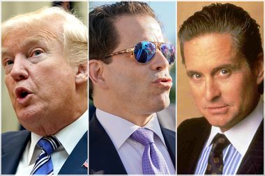 Donald Trump; Anthony Scaramucci; Michael Douglas as Gordon Gekko in Wall Street