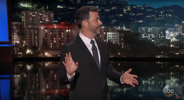 Image for Jimmy Kimmel goes below the belt on Ted Cruz's Twitter problem