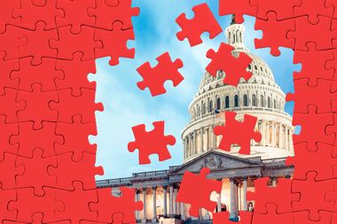 Red Puzzle Pieces; United States Capitol