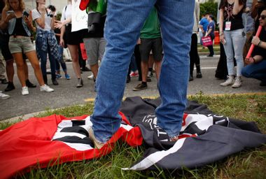 Feet on Nazi Flag