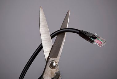 scissors, internet cable