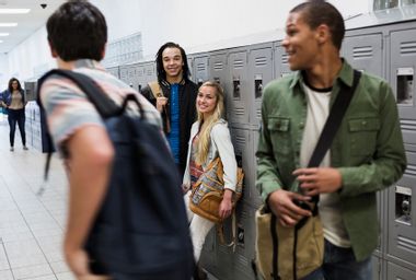 Students in school hallway