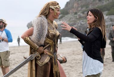 Connie Nielsen and director Patty Jenkins on the set of "Wonder Woman"