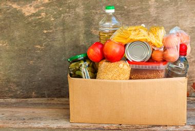 Box with food.