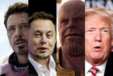 Robert Downey Jr. as Iron Man; Elon Musk; Josh Brolin as Thanos; Donald Trump