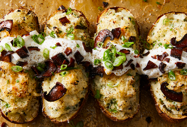 Image for Crispy, creamy, loaded baked potatoes satisfying enough to be dinner tonight