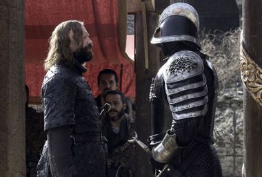Rory McCann as Sandor Clegane, and Hafþór Júlíus Björnsson as Gregor Clegane in "Game of Thrones"