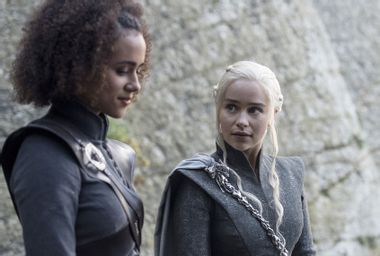 Nathalie Emmanuel and Emilia Clarke in "Game of Thrones"