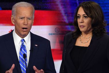 Democratic presidential candidates former Vice President Joe Biden and Sen. Kamala Harris (D-CA)
