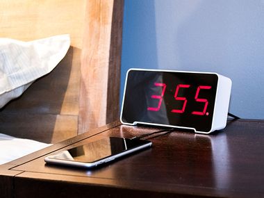 Image for This alarm clock acts as a charging station & organizer