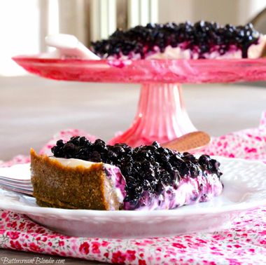 Image for The bourbon-infused blueberry compote on this airy no-bake cheesecake is a star in its own right