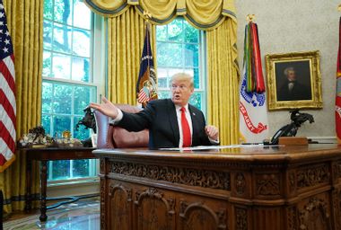 President Trump Receives Briefing On Hurricane Dorian At White House