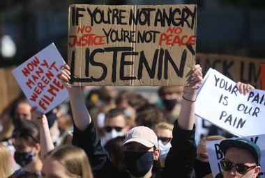 Protestors take part in a Black Lives Matter march 