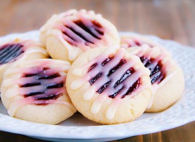 Image for Win the holiday baking swap with this spirited new take on classic raspberry thumbprint cookies